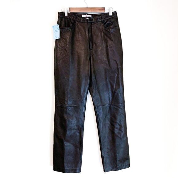 Vintage Real Clothes 100% Genuine Leather Black Pants - Picture 1 of 8